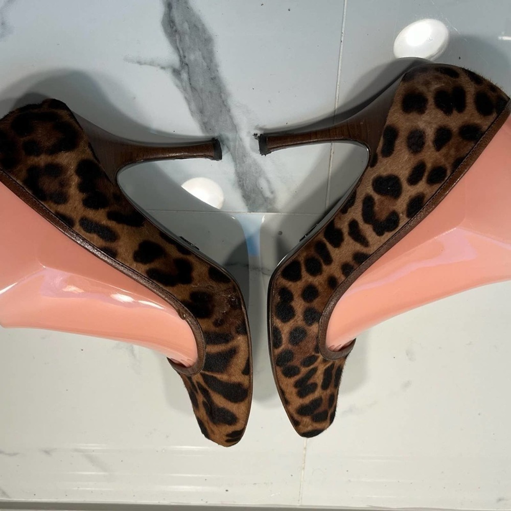 Dolce & Gabbana Leopard print Hair Pumps Brown Black Round Toe Heels 7.5 / 37.5 - Picture 6 of 9